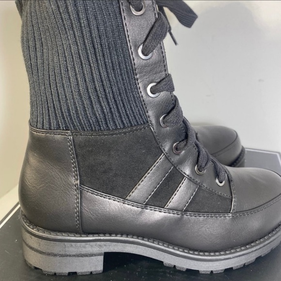 MIA Malcolm Black Combat Boots w/sock detail - Picture 6 of 7